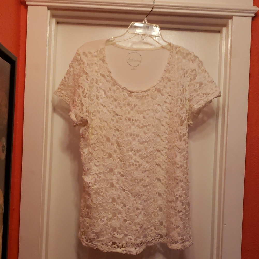 Lace Short Sleeve Top - White